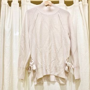 Rebecca Taylor Ribbed Turtleneck Tie Pullover